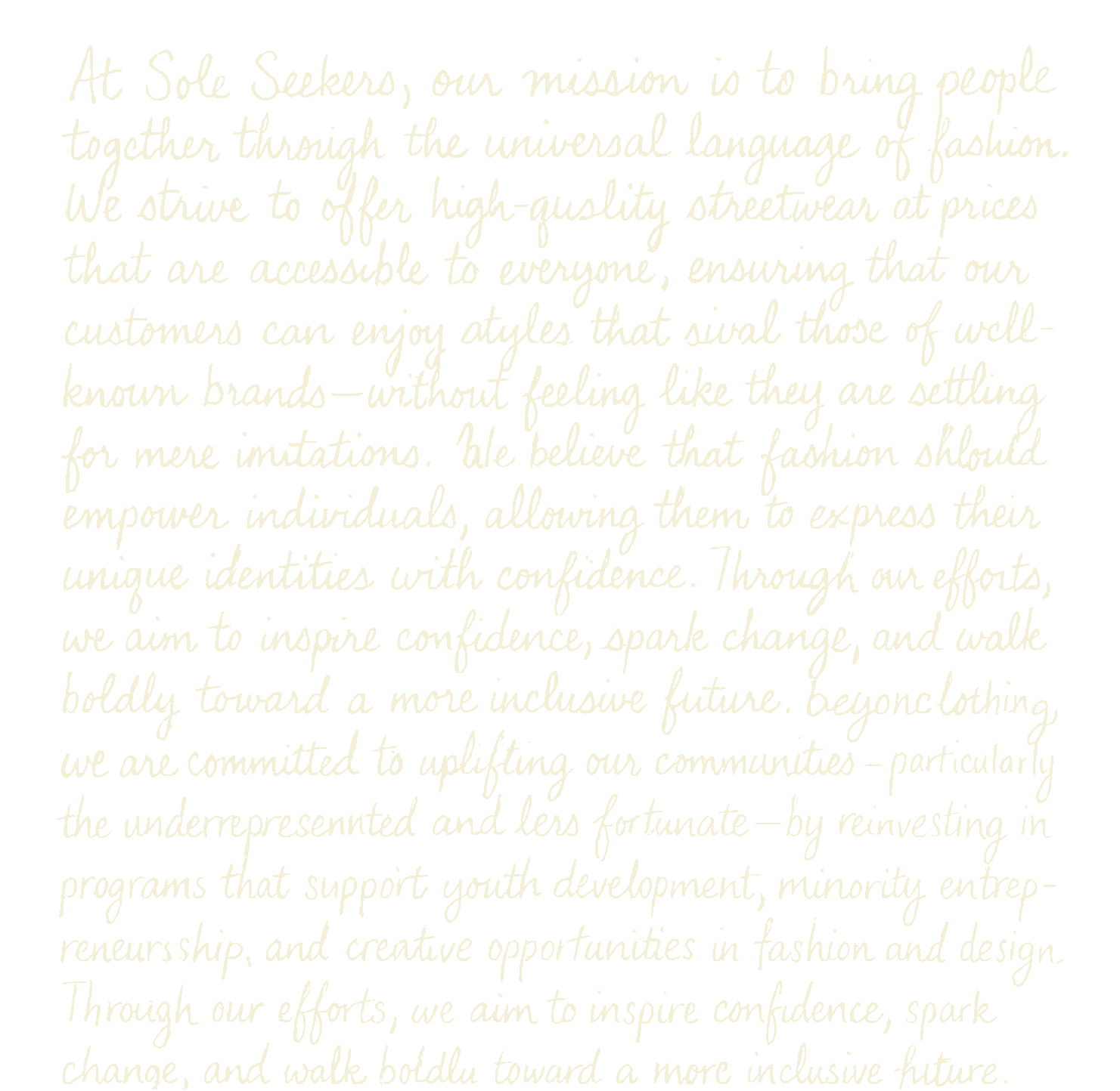 The original handwritten SoleSeekers mission statement